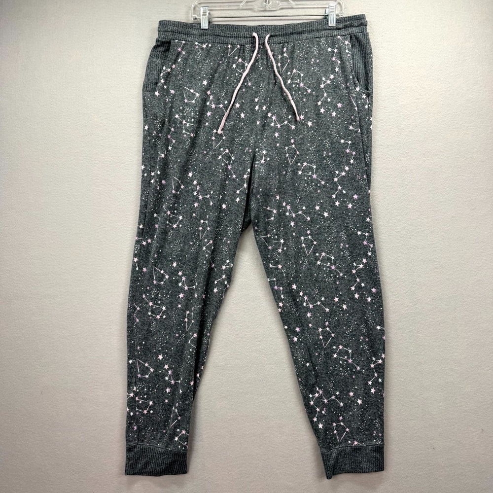 Cuddl Duds Jogger Pants Womens XL 38x30* Gray Star Constellation Sweatpants